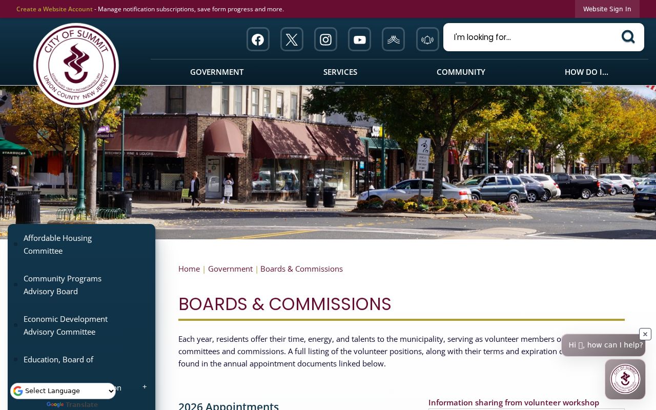 Summit city directory civic organization research through city boards and commissions