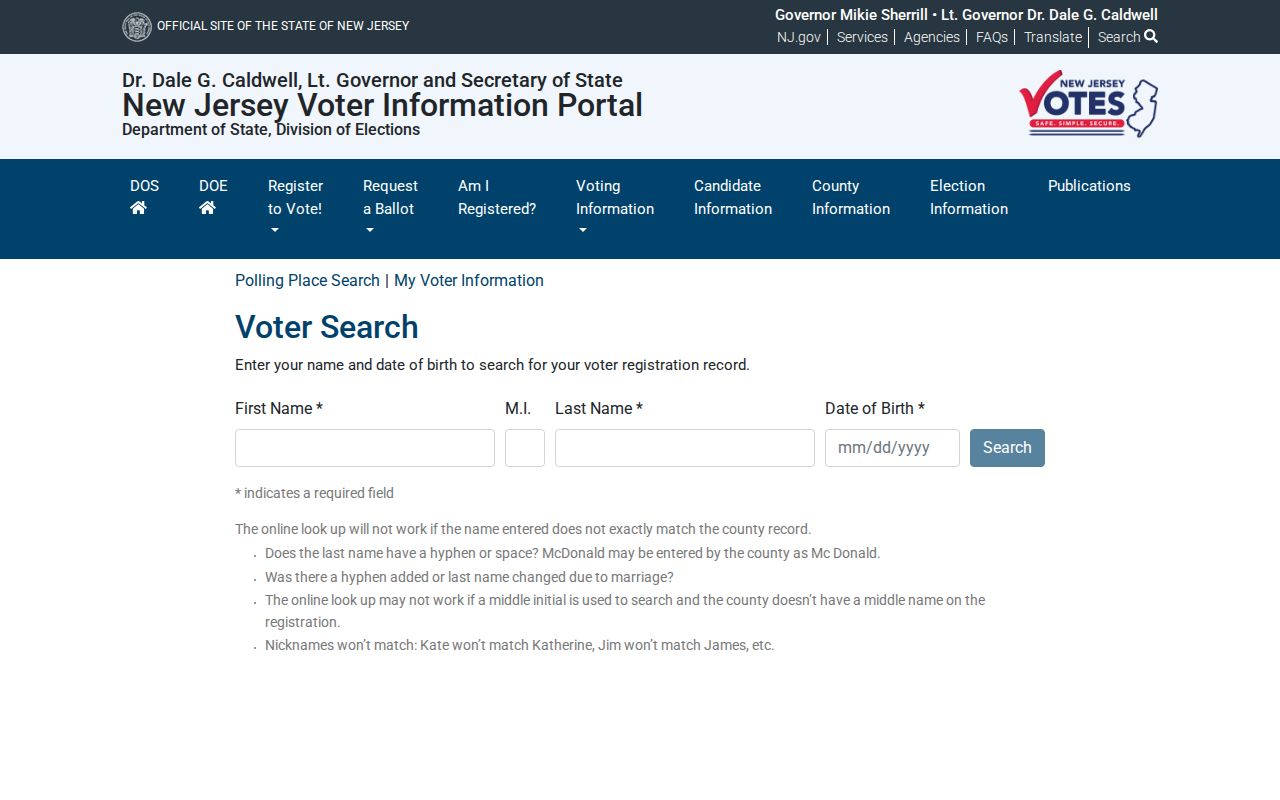 Summit residents directory New Jersey voter registration check capture