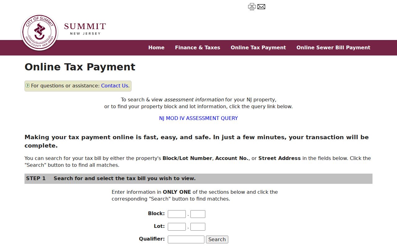 Summit ZIP code parcel research in the Summit tax query